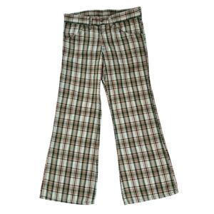 Toughskins Vintage 70s Plaid Bell Bottom Pants Boys Size 31×27 (Youth Large)